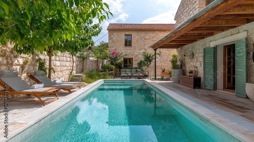 Wallpaper Mural Luxury Villa with Private Pool and Stone Architecture in Mediterranean Setting Torontodigital.ca