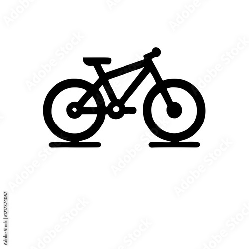 Mountain Bike Icon: A sleek, minimalist illustration of a mountain bike, perfect for web design, app icons, or print materials.  The bold, black lines stand out against a clean background.