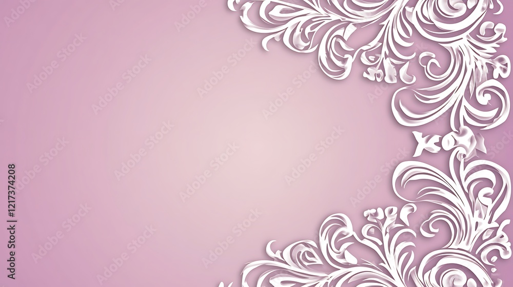 Elegant White Floral Design on Lavender Background Elegant White Floral Design on Lavender Background