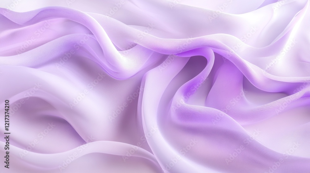Fototapeta premium Soft, flowing lilac and white fabric with gentle waves and folds.