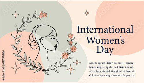 Elegant Women’s Day design featuring a minimalist female profile with floral accents. Perfect for celebrating empowerment, feminism, and events, or creating impactful social media posts and promotions