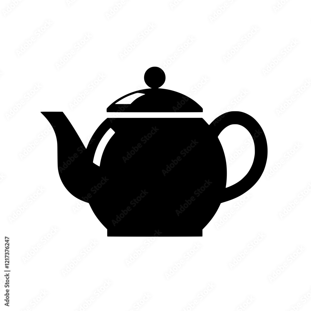 Teapot Icon: A simple, yet elegant silhouette of a classic teapot, perfect for representing tea time, cafes, or any project needing a touch of vintage charm. Teapot Icon: A simple, yet elegant silhouette of a classic teapot, perfect for representing tea time, cafes, or any project needing a touch of vintage charm.