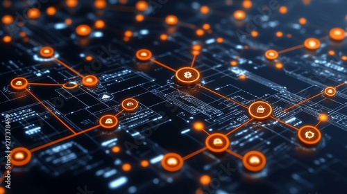 A blockchain transaction flow with security measures like encryption, digital signatures, and consensus, ensuring data integrity. 497