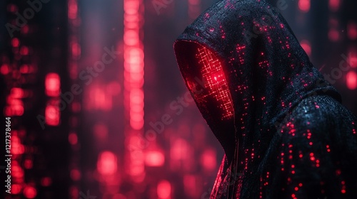 A visual of a hacker attempting to breach blockchain security, with digital defenses and encryption preventing the attack. 496