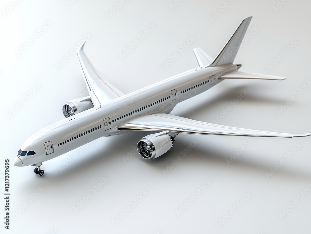 A detailed model of a modern airplane showcasing its design and features. A detailed model of a modern airplane showcasing its design and features.
