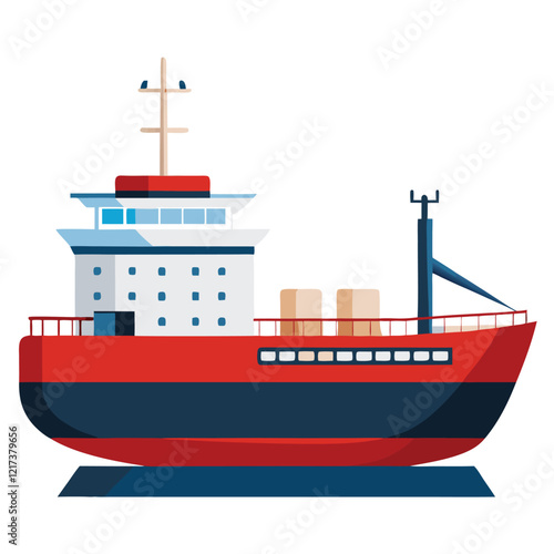 cargo ship isolated on white background