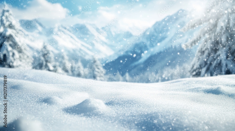 Majestic Winter Landscape with Snowcovered Mountains, ideal for travel or winter sports advertising Majestic Winter Landscape with Snowcovered Mountains, ideal for travel or winter sports advertising