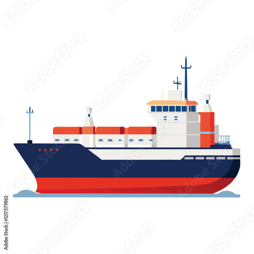 cargo ship isolated on white