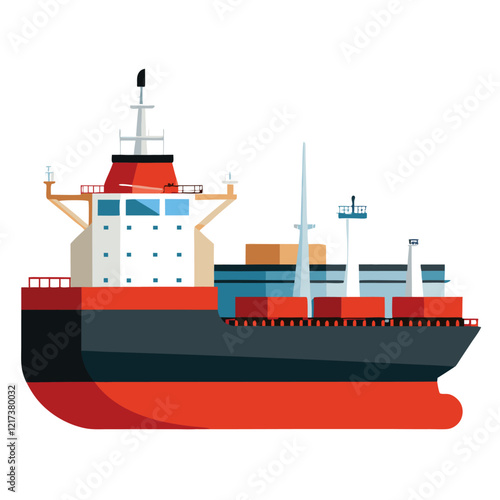 cargo ship isolated on white background