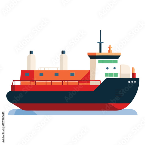 cargo ship isolated on white background