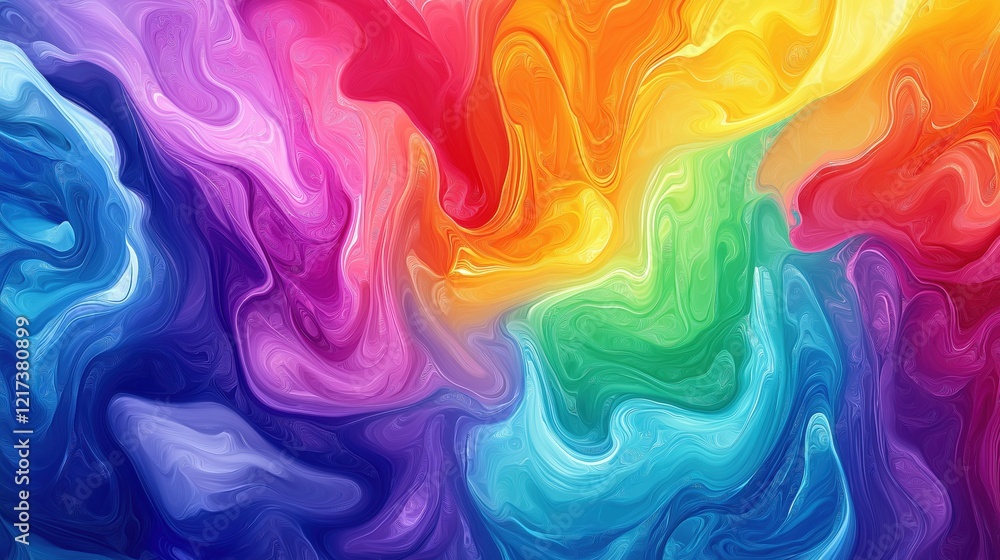A colorful swirl of paint with a rainbow effect A colorful swirl of paint with a rainbow effect