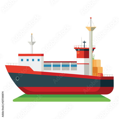 cargo ship isolated on white background