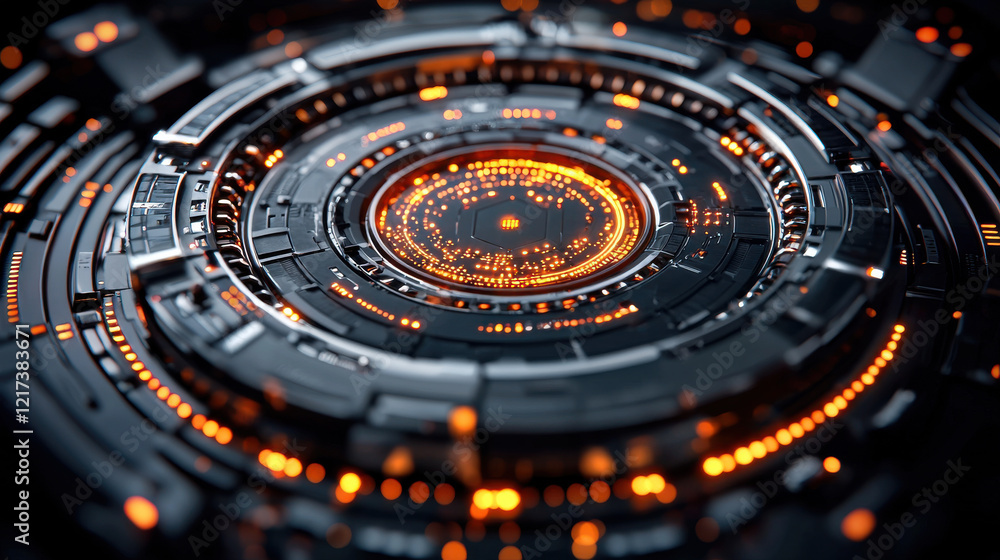 detailed close up of glowing microchip with intricate circuitry and vibrant orange lights, showcasing advanced technology and innovation detailed close up of glowing microchip with intricate circuitry and vibrant orange lights, showcasing advanced technology and innovation