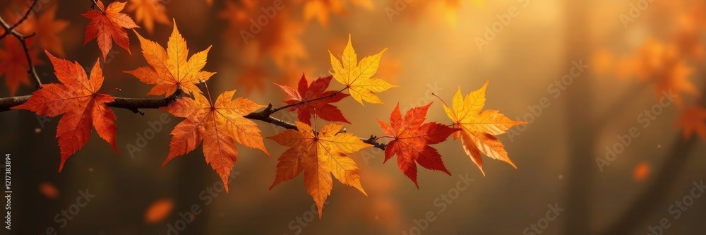 A sprawling branch with maple leaves and branches in shades of gold against a muted brown background, branches, brown, foliage A sprawling branch with maple leaves and branches in shades of gold against a muted brown background, branches, brown, foliage