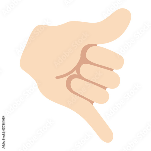 Cartoon Illustration of a Hand Making a Shaka Gesture, Isolated on White Background, Clipart