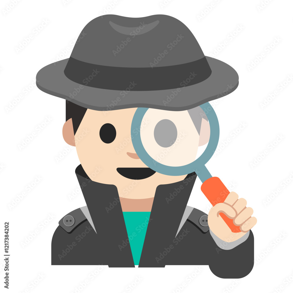 Ταπετσαρία Detective Cartoon Illustration, Isolated on White Background, Clipart