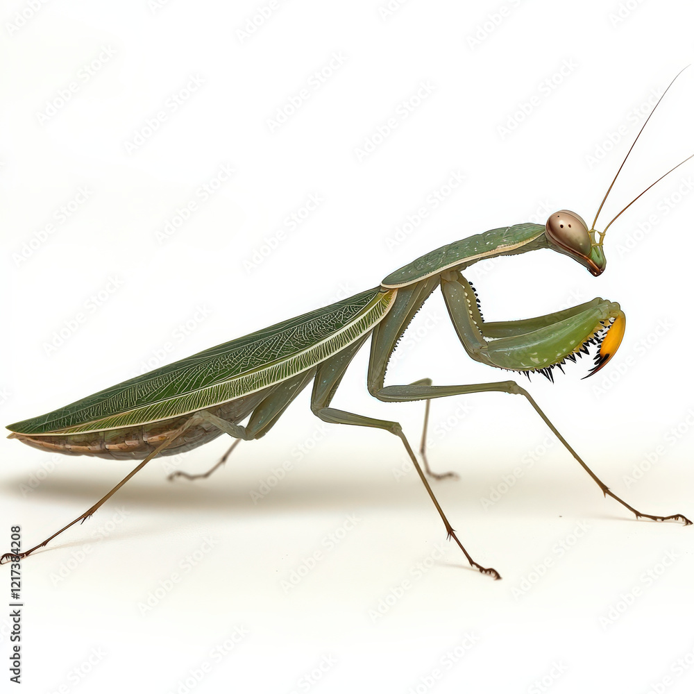 Green Praying Mantis in Profile. Green Praying Mantis in Profile.
