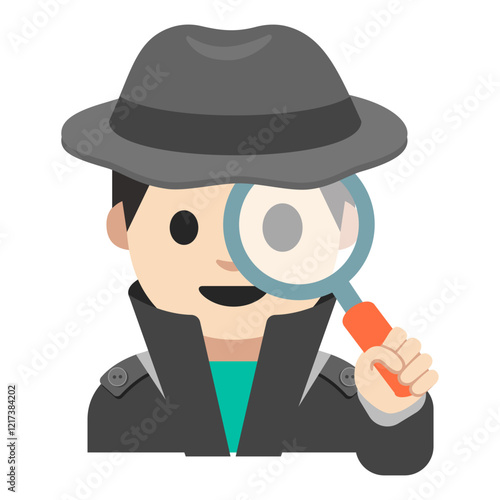 Detective Cartoon Illustration, Isolated on White Background, Clipart