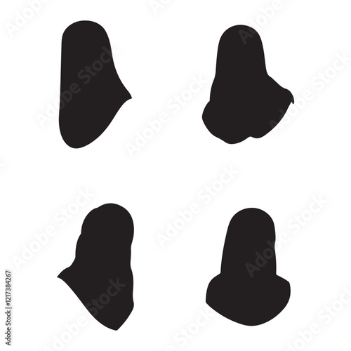  Set of black hijabs silhouette vector illustration icon type design