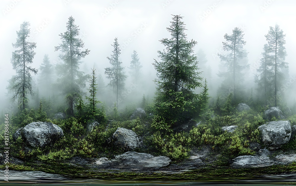 Misty mountain forest landscape Misty mountain forest landscape