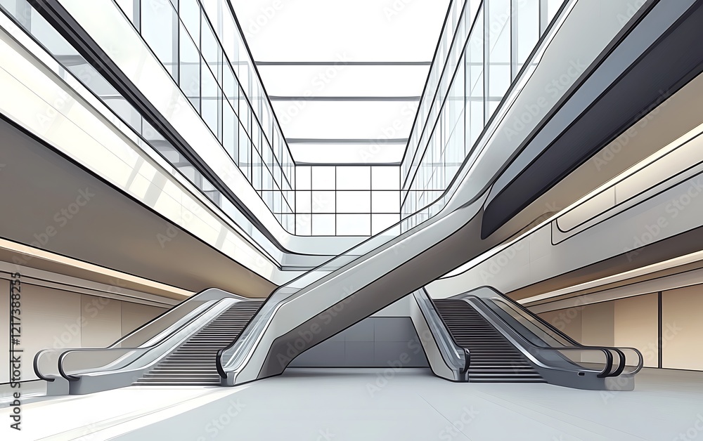 Fototapeta premium Modern shopping mall escalators