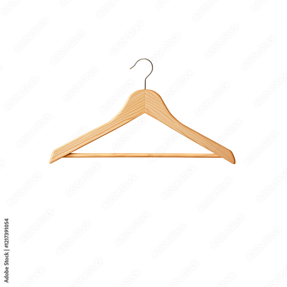Wooden hanger with smooth finish and metal hook, Isolated on white background Wooden hanger with smooth finish and metal hook, Isolated on white background