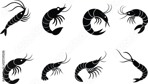 Shrimp on a beach silhouette