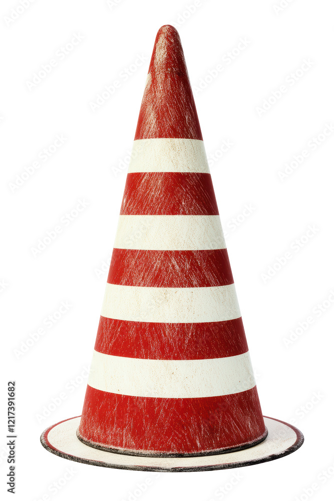 Isolated Red and White Striped Traffic Cone Isolated Red and White Striped Traffic Cone