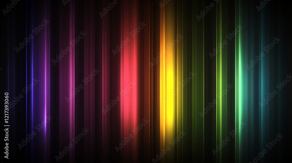 Vibrant spectrum of colors with reflective surface, abstract rainbow background