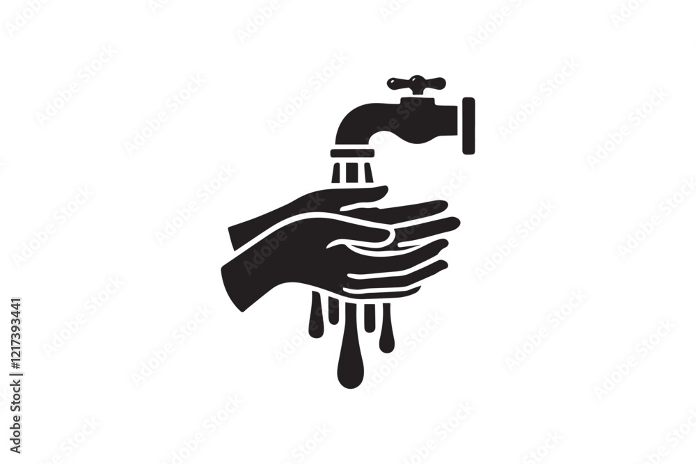 black and white simple hand wash vector silhouette black and white simple hand wash vector silhouette