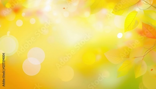 gentle autumn foliage background with golden bokeh, soft yellow leaves and warm glowing gradient, perfect for seasonal design projects

