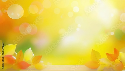 gentle autumn foliage background with golden bokeh, soft yellow leaves and warm glowing gradient, perfect for seasonal design projects

