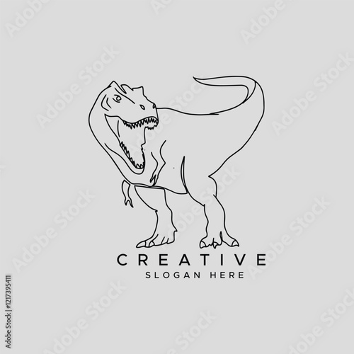 Illustration Vector of dinosaurus hand Draw Design outline