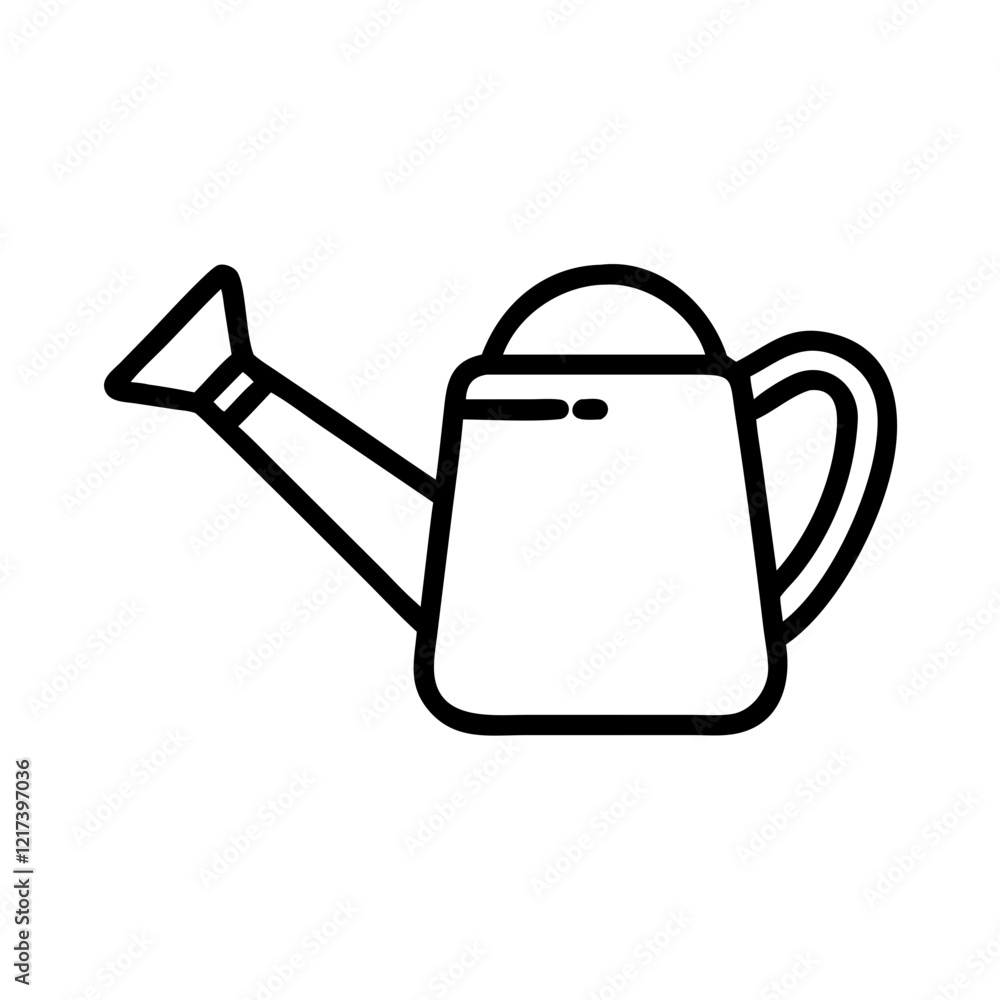 Watering can line icon in black and white Watering can line icon in black and white
