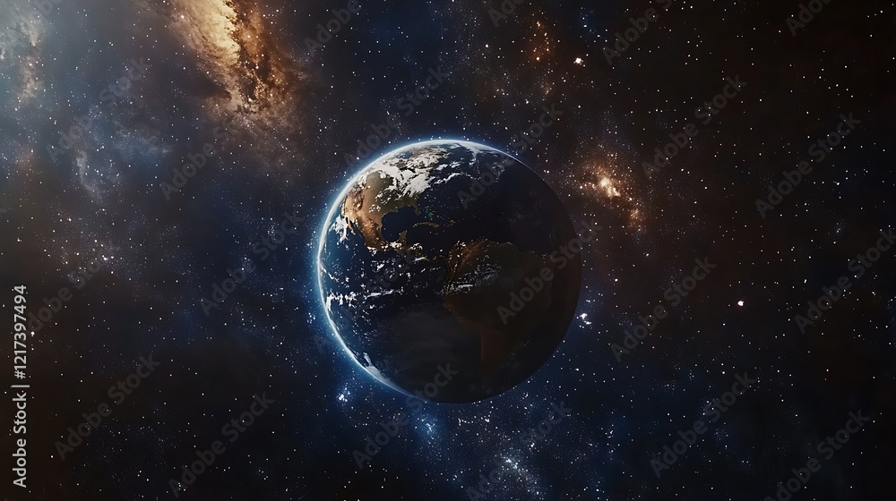 Obraz premium A stunning view of Earth surrounded by the cosmos, showcasing space's vastness and beauty.