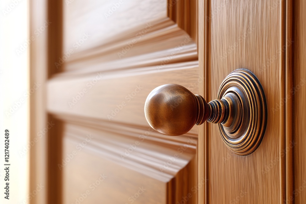 Fototapeta premium Ornate Door Handle on a Wooden Door