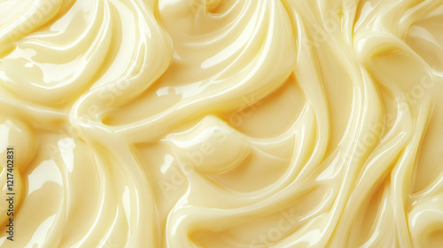 Thick and sweet creamy condensed milk top view 