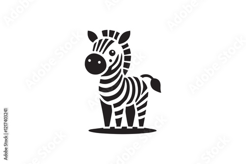  black and white simple cute baby zebra vector silhouette 