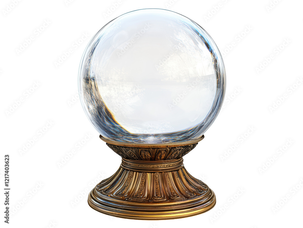 Isolated Crystal Ball with Gold Stand Isolated Crystal Ball with Gold Stand