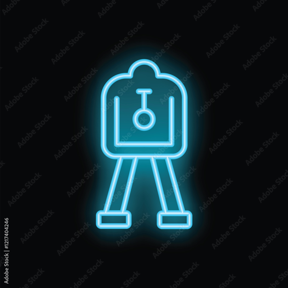 Blue neon icon of a shooting range target, glowing on a dark background, representing the concept of practicing shooting accuracy Blue neon icon of a shooting range target, glowing on a dark background, representing the concept of practicing shooting accuracy