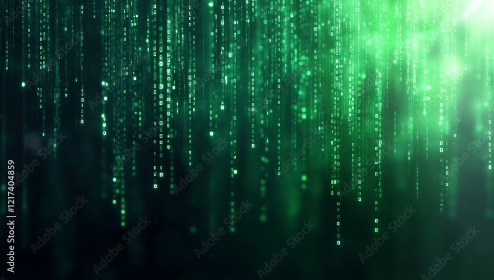 Green digital rain, abstract background, technology Green digital rain, abstract background, technology