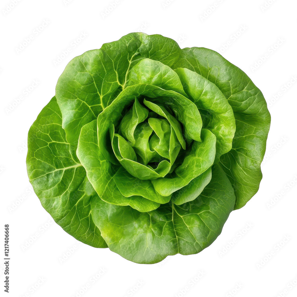 Fototapeta premium Fresh green lettuce, ideal for healthy dishes. transparent background