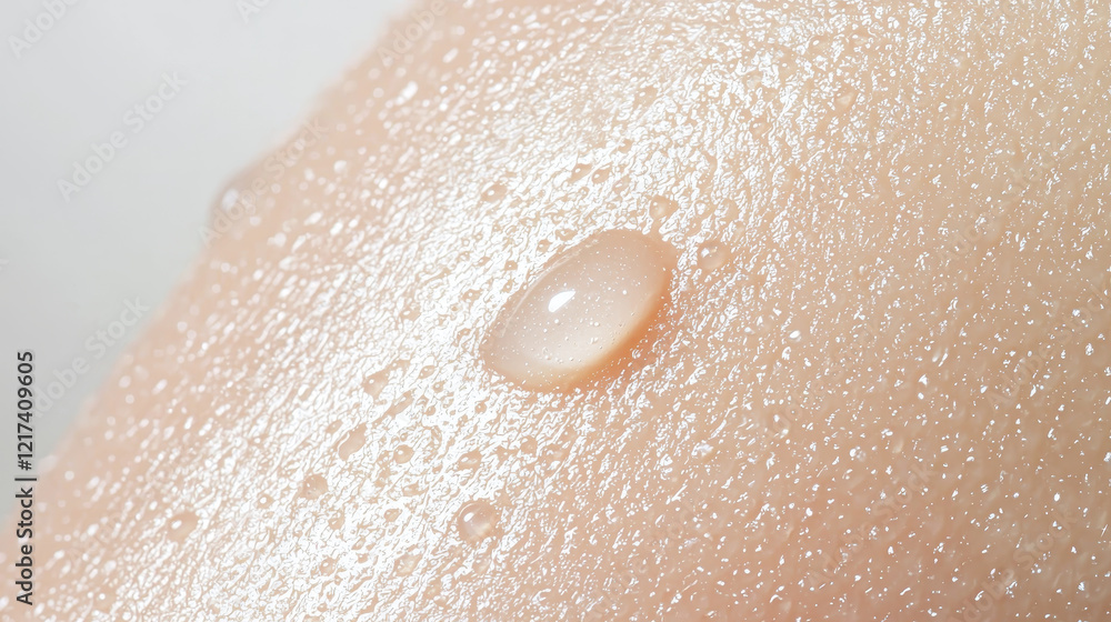 Fototapeta premium Moist skin with water droplets glistening, showcasing hydration and freshness