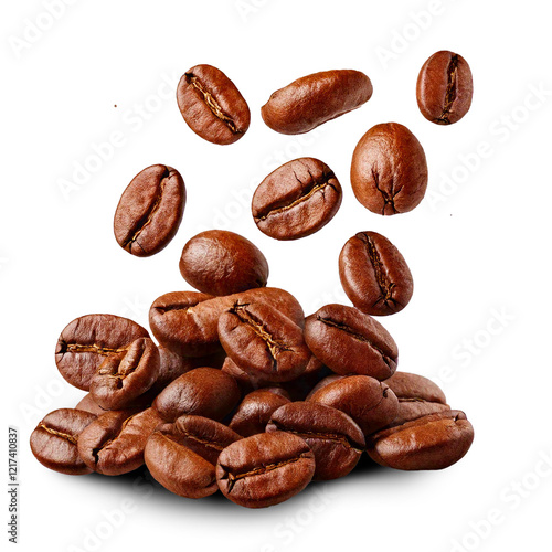 Coffee beans isolated on transparent background.PNG