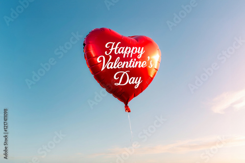 red heart shaped balloon with text 