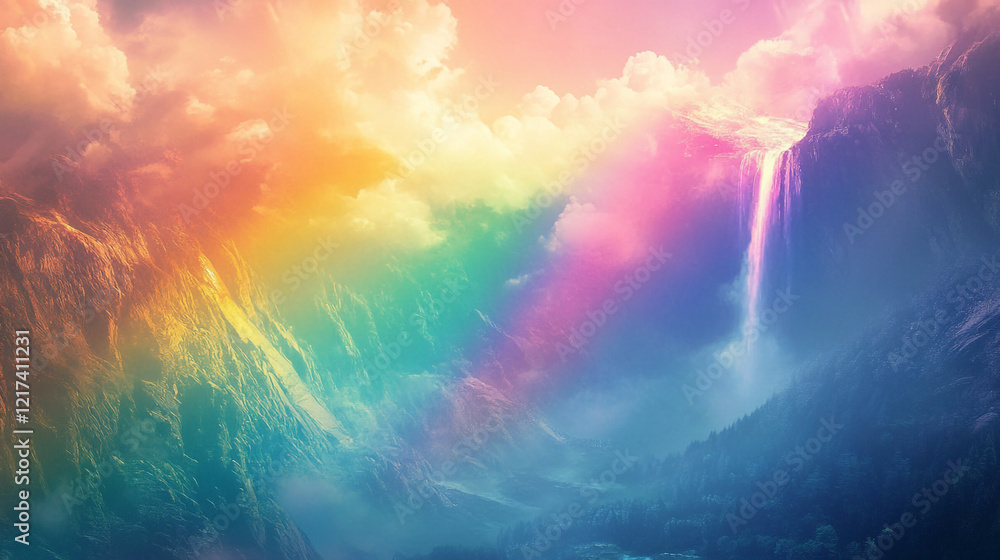 Naklejka premium Color flow of paint. abstract paint background. colorful paint background. digital art, Artistic watercolor background in a rainbow gradient,