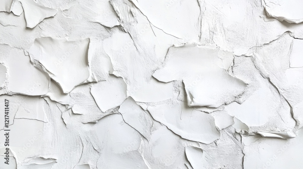 Obraz premium Abstract White Texture: Cracked Plaster Wall