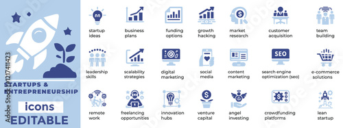 Innovative Startups and Entrepreneurship Icon Set Professional, scalable vectors for branding, marketing, and design needs.

