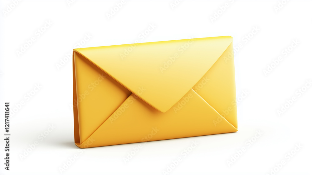Envelope 3D icon isolated on white background, designed for representing communication, mail, or messaging Envelope 3D icon isolated on white background, designed for representing communication, mail, or messaging