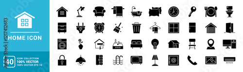 Collection of home icons. Furniture, appliances. vector template EPS 10.